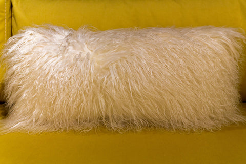 Tibetan Lamb Pillow Ivory 11" x 22" - Auskin