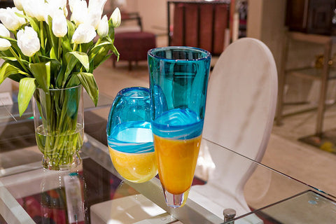 Beach Tall Vase, Copper Blue - Teign Valley Glass