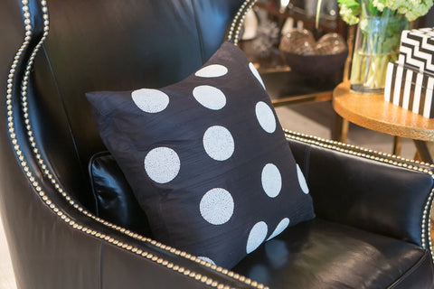 Harlequin Polka Dot White On Black - Sabira Collection