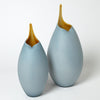Frosted Blue Vase With Amber Casing - Global Views