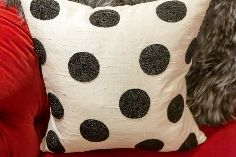Harlequin Polka Dot Black On White - Sabira Collection