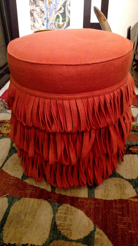 Rita Round Pouf, Orange - V Rugs & Home