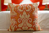 Ikat Orange Brocade Cream Beading - Callisto Home