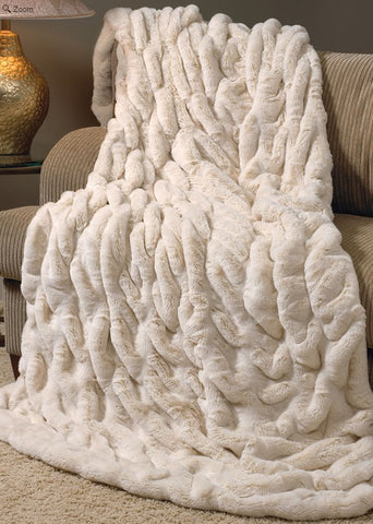 Ivory Mink Couture Faux Fur Throw - Fabulous Furs