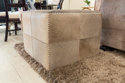 Large Grey Hide Ottoman - Jamie Young