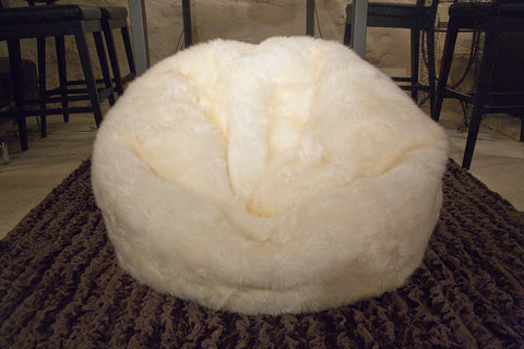 Large Ivory Long Wool Bean Bag - Auskin