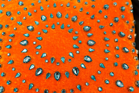 Pumpkin Silk Turquoise Rhinestones - Sabira Collection