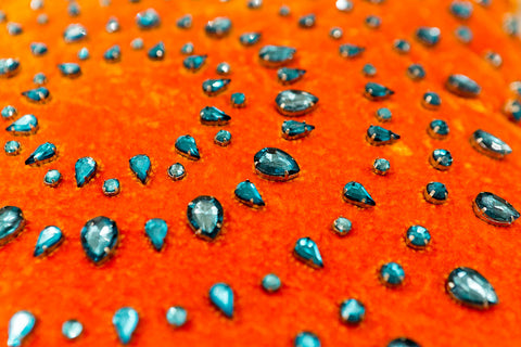 Pumpkin Silk Turquoise Rhinestones - Sabira Collection