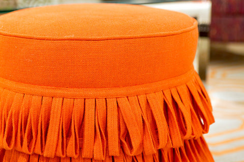 Rita Round Pouf, Orange - V Rugs & Home