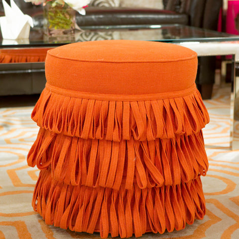 Rita Round Pouf, Orange - V Rugs & Home