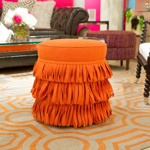 Rita Round Pouf, Orange - V Rugs & Home