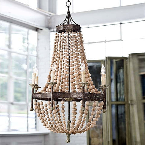 Scalloped Wood Bead Chandelier - Regina-Andrew Design