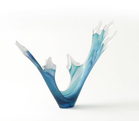 Splash Blue Aqua Glass Sculpture - Teign Valley Glass