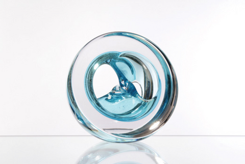 Twist Glass Sculpture, Copper Blue - Teign Valley Glass