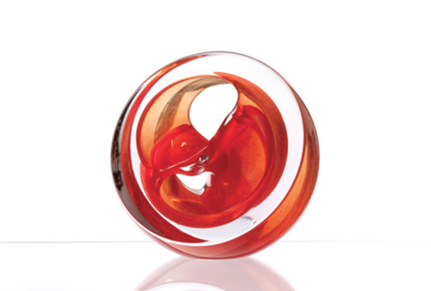 Twist Glass Sculpture, Cherry Red - Teign Valley Glass