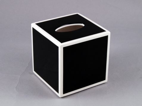 Cube Tissue Cover Black with White Trim - Pacific Connections