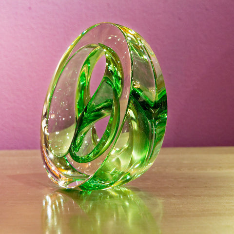 Twist Glass Sculpture, Green - Teign Valley Glass