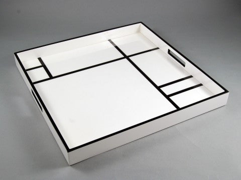 White With Black Grid Square Tray - Pacific Connections