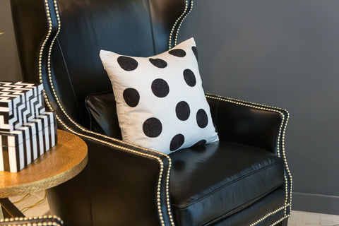 Harlequin Polka Dot Black On White - Sabira Collection