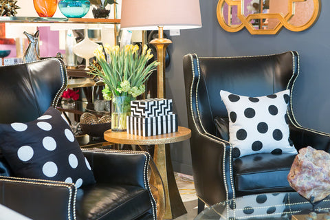 Harlequin Polka Dot White On Black - Sabira Collection