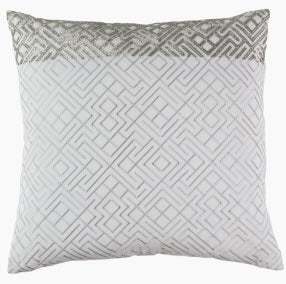 Silver Embroidered Pillow With Silver Beads - Callisto Home