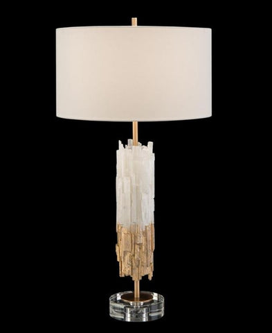 Gold-Leaf Selenite Table Lamp - John-Richard