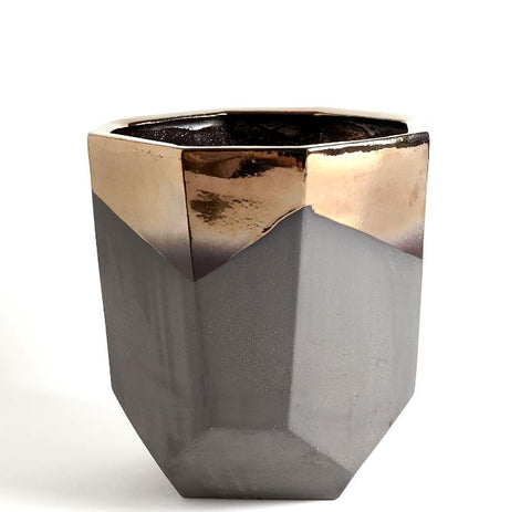 Faceted Banded Bronze Container - Global Views