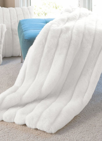 White Mink Signature Faux Fur Throw - 60
