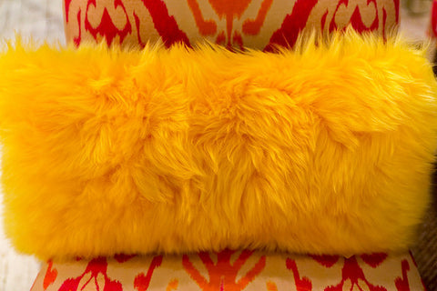 Long Wool Yellow Pillow 11" x 22" - Auskin