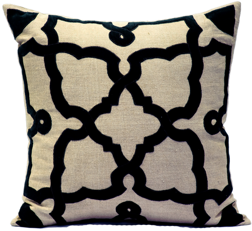 Natural Linen Charcoal Velvet Pillow Callisto Home Luxe Home Philadelphia