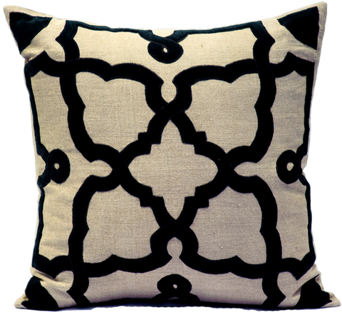 Natural Linen/Charcoal Velvet Pillow - Callisto Home