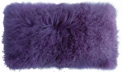 Tibetan Lamb Wool Pillow 11" x 22", Lavender - Auskin