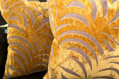 Big Leaf Gold Pillow Dransfield Ross Luxe Home Philadelphia