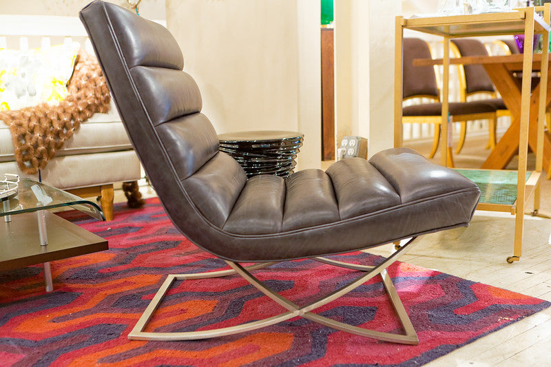 Ribbed leather armchair cheap