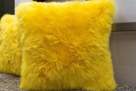 Long Wool Yellow Pillow 20" x 20" - Auskin