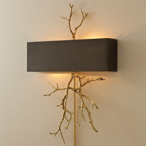 Twig Hard Wired Wall Sconce w/Shade, Brass/Bronze - Global Views