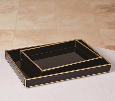 Beveled Black Glass Tray - Global Views