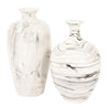 Porcelain White and Black Swirl Bottle Vase - Howard Elliott