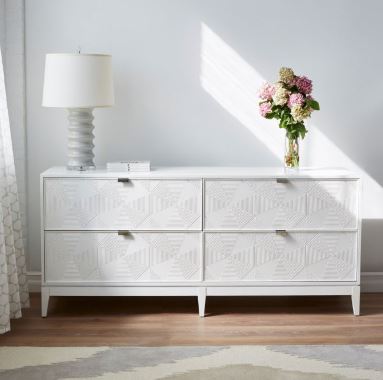 Borneo Extra Large 4-Drawer Dresser, White - Bungalow 5