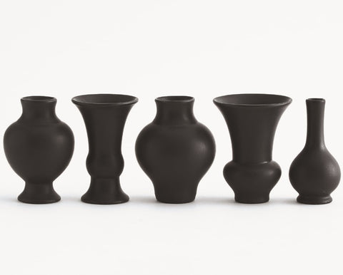 Mini Chinoise Vases, Matte Black, S/5 - Global Views