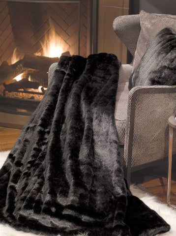 Black Mink Signature Faux Fur Throw - Fabulous Furs