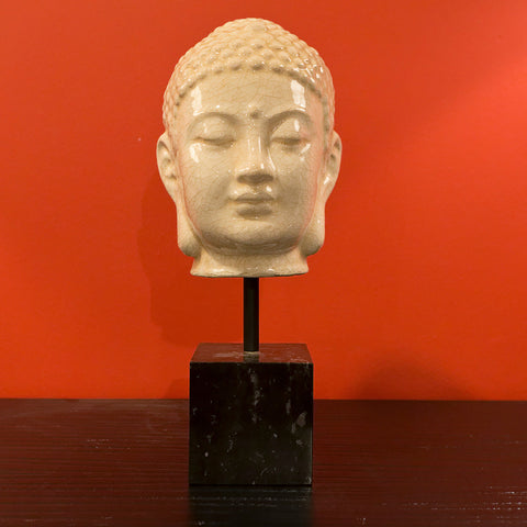 Buddha Head With Post On Marble - Emissary
