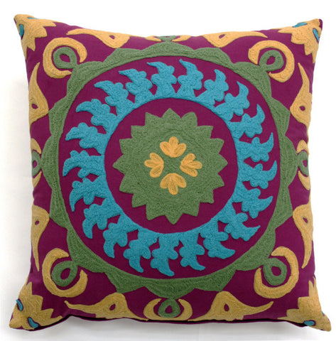 Bright Suzani Modern Pillow - Sabira Collection