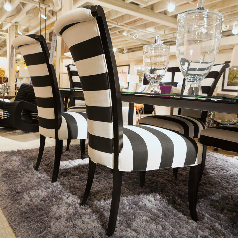 Black and white striped dining room chairs discount