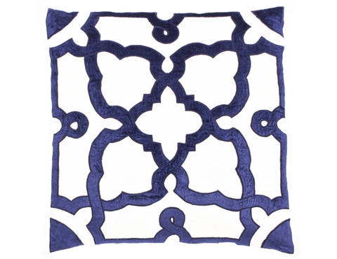 Creme Linen Navy Velvet Pillow Callisto Home Luxe Home
