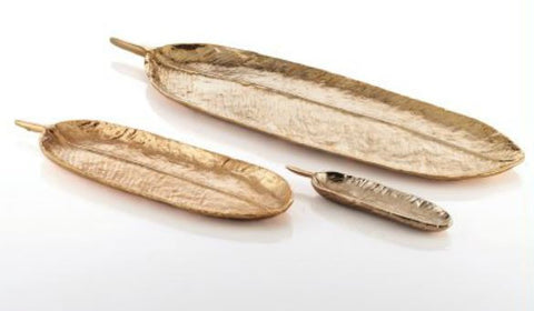 Feather Long Tray Large Gold - Nima Oberoi-Lunares