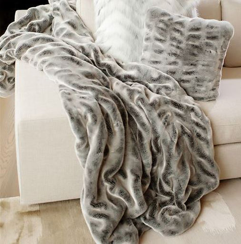 Glacier Grey Mink Couture Collection Faux Fur Throw - Fabulous Furs