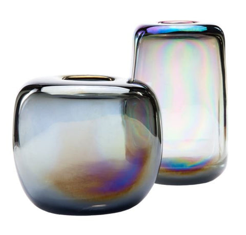 Organic Glass Opal Bud Vase - Gold Leaf