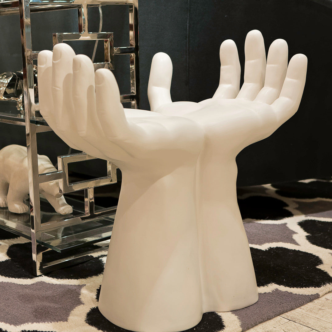 Hands Stool, Matte White - Global Views | Luxe Home Philadelphia