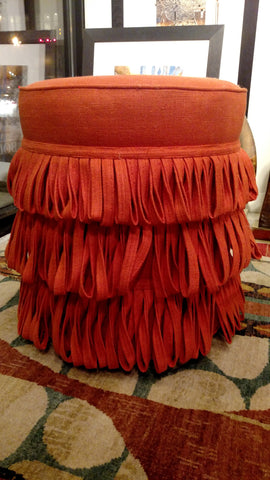 Rita Round Pouf, Orange - V Rugs & Home